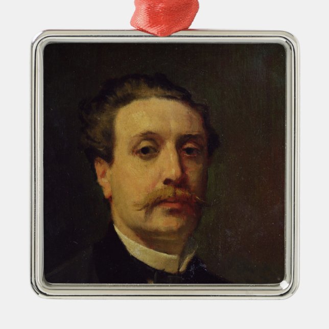 Portrait of Guy de Maupassant  1876 Metal Tree Decoration (Front)
