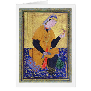 Portrait of Hamida Banu Begum, holding a seal, ill