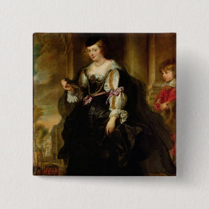 Portrait of Helene Fourment with a Coach, c.1639 15 Cm Square Badge