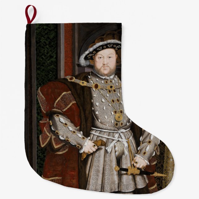 Portrait of Henry VIII (Hans Holbein the Younger) Large Christmas Stocking (Front)