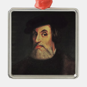 Portrait of Hernando Cortes Metal Tree Decoration
