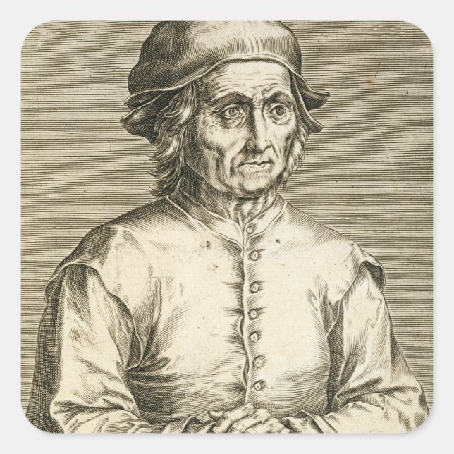 Portrait of Hieronymus Bosch (c.1450-1516) plate 3 Square Sticker (Front)