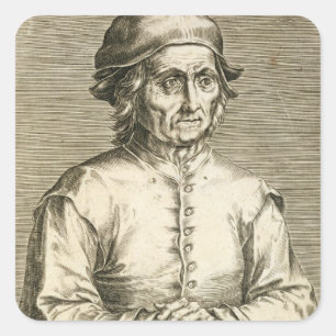 Portrait of Hieronymus Bosch (c.1450-1516) plate 3 Square Sticker