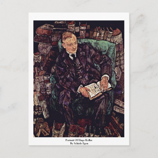 Portrait Of Hugo Koller By Schiele Egon Postcard (Front)