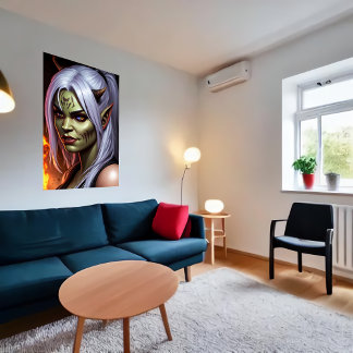 Portrait of human orc hybrid women | AI Art Poster