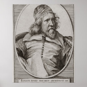Portrait of Inigo Jones (1573-1652) engraved by We Poster