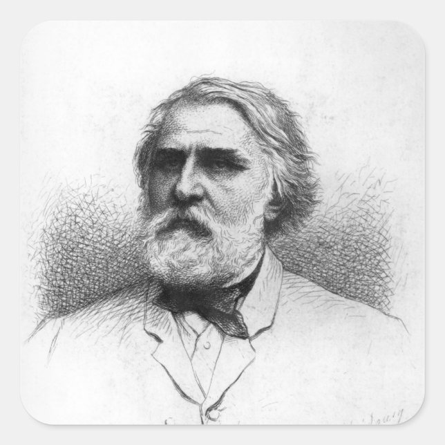 Portrait of Ivan Turgenev Square Sticker (Front)