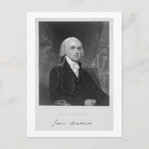 Portrait of James Madison, engraved by William A. Postcard