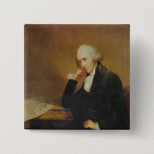 Portrait of James Watt  1792 15 Cm Square Badge (Front)