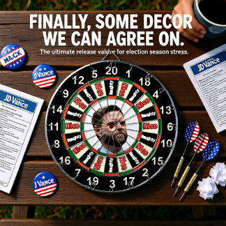 Portrait of  JD Vance political dart board