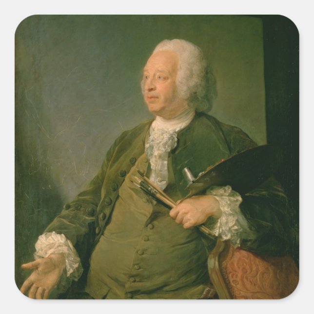 Portrait of Jean-Baptiste Oudry (1686-1755) c.1753 Square Sticker (Front)