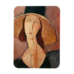 Portrait of Jeanne Hebuterne in a large hat Magnet