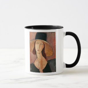 Portrait of Jeanne Hebuterne in a large hat Mug