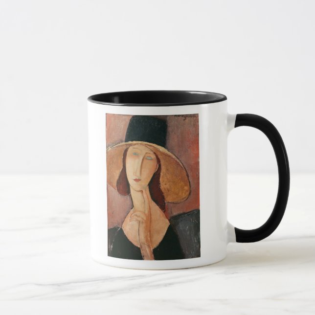 Portrait of Jeanne Hebuterne in a large hat Mug (Right)
