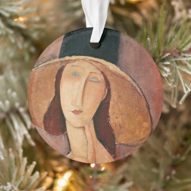 Portrait of Jeanne Hebuterne in a large hat Ornament (Tree)