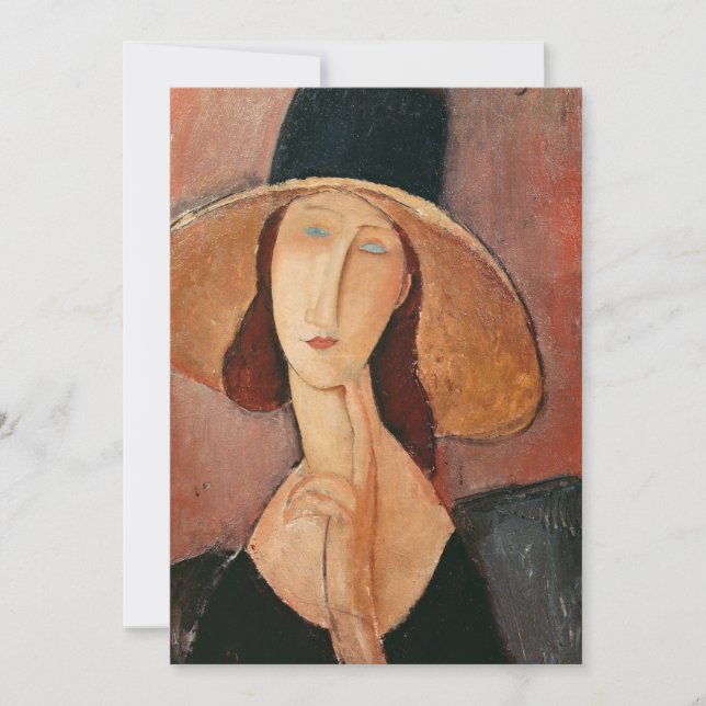 Portrait of Jeanne Hebuterne in a large hat Thank You Card (Front)