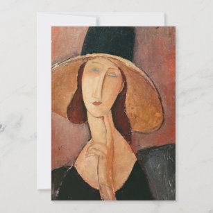 Portrait of Jeanne Hebuterne in a large hat Thank You Card