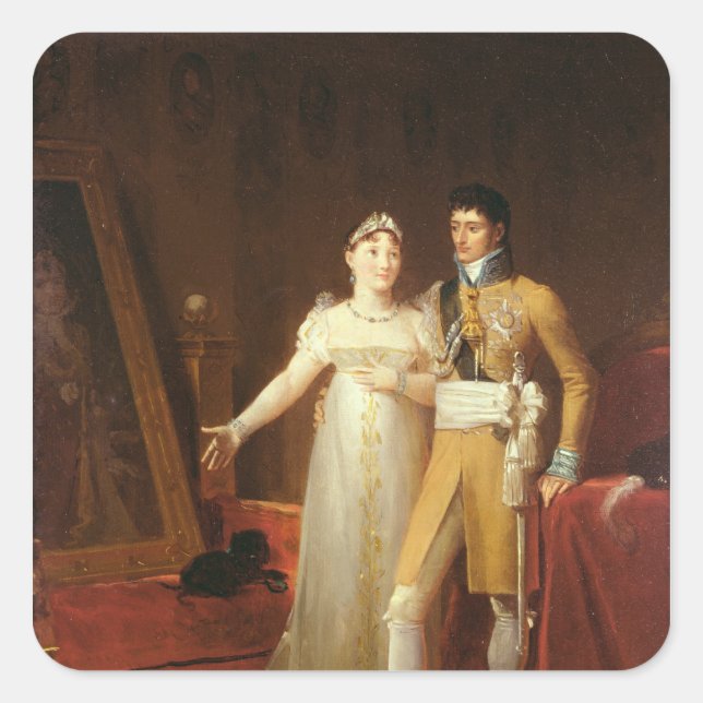 Portrait of Jerome Bonaparte  and his wife Square Sticker (Front)