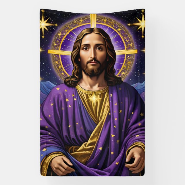 Portrait of Jesus Christ Christmas Banner (Vertical)