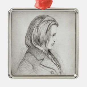 Portrait of Johanes Brahms aged Twenty, 1853 Metal Tree Decoration