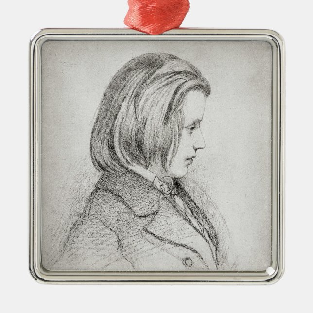 Portrait of Johanes Brahms  aged Twenty, 1853 Metal Tree Decoration (Front)