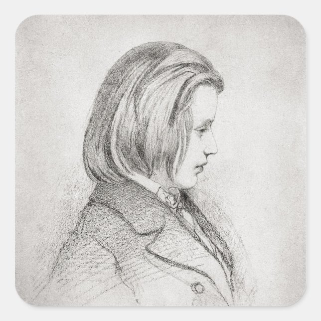 Portrait of Johanes Brahms  aged Twenty, 1853 Square Sticker (Front)