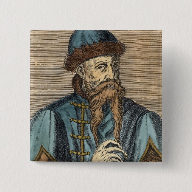 Portrait of Johannes Gutenberg 2 15 Cm Square Badge (Front)