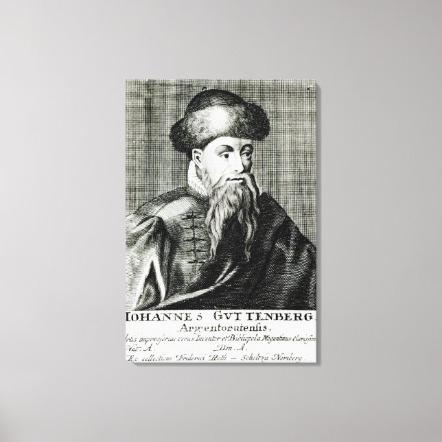 Portrait of Johannes Gutenberg Canvas Print (Front)