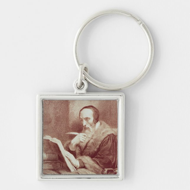Portrait of John Calvin (1509-1564) (engraving) Key Ring (Front)