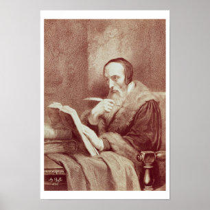 Portrait of John Calvin (1509-1564) (engraving) Poster