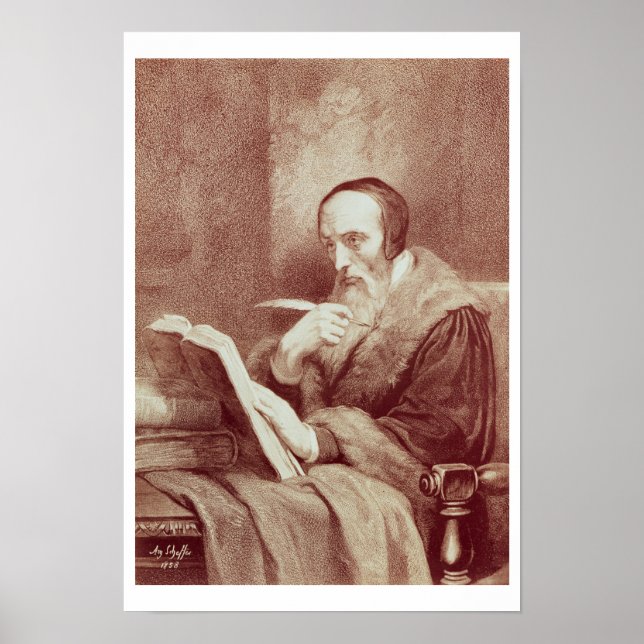 Portrait of John Calvin (1509-1564) (engraving) Poster (Front)