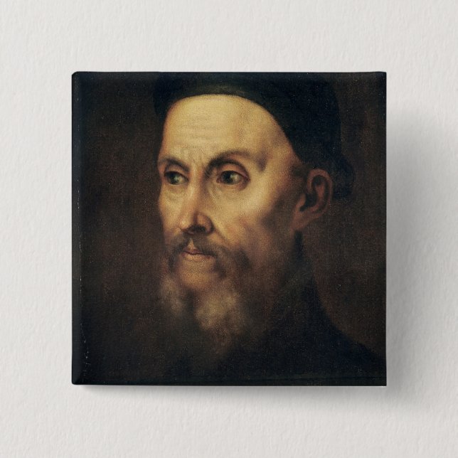 Portrait of John Calvin 15 Cm Square Badge (Front)