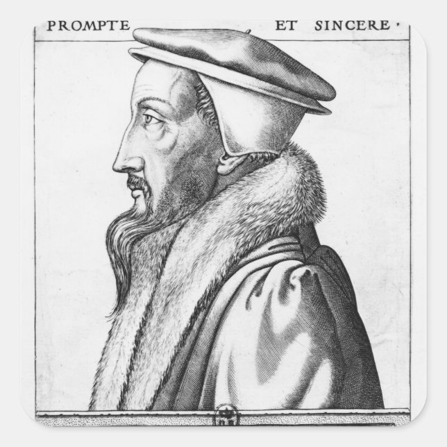 Portrait of John Calvin  aged 53, 1564 Square Sticker (Front)