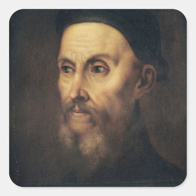 Portrait of John Calvin Square Sticker (Front)