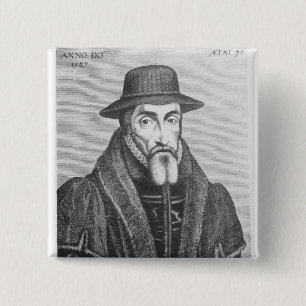 Portrait of John Foxe English martyrologist 15 Cm Square Badge