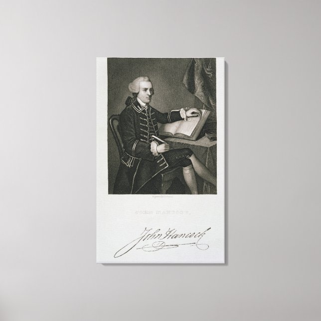 Portrait of John Hancock, engraved by John B. Forr Canvas Print (Front)