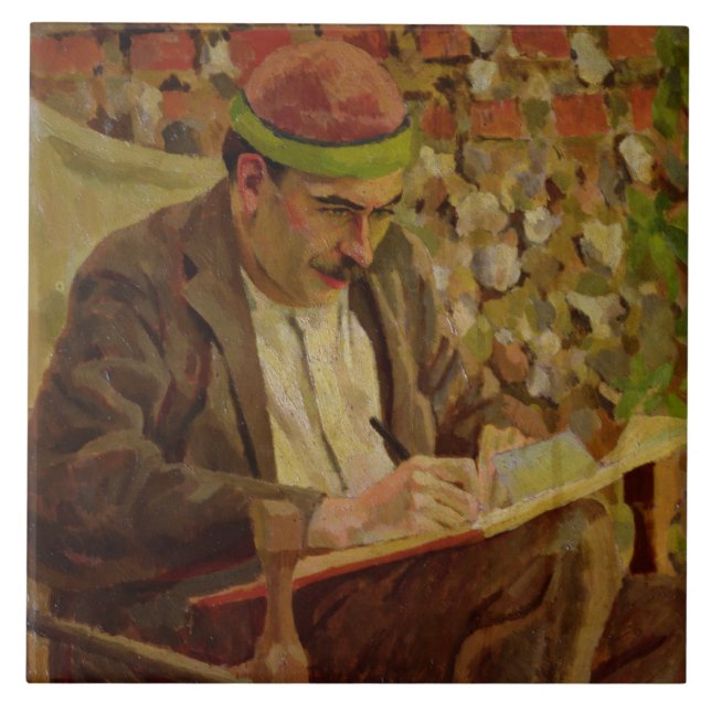 Portrait of John Maynard Keynes (1883-1946) (oil o Tile (Front)