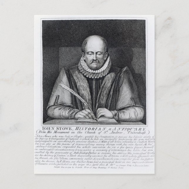 Portrait of John Stowe's from his monument Postcard (Front)
