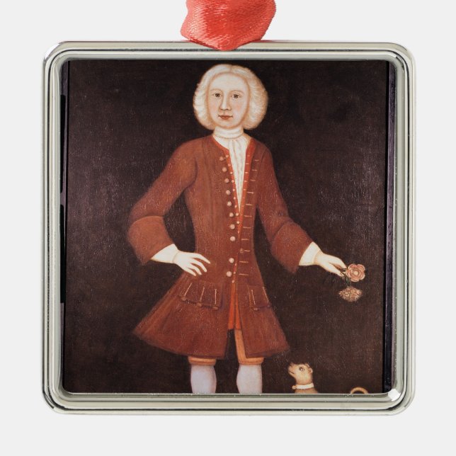 Portrait of Jonathan Bentham, c.1725 Metal Tree Decoration (Front)