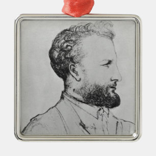 Portrait of Jules Verne d Metal Tree Decoration