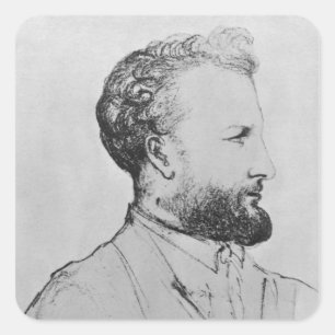 Portrait of Jules Verne  d Square Sticker