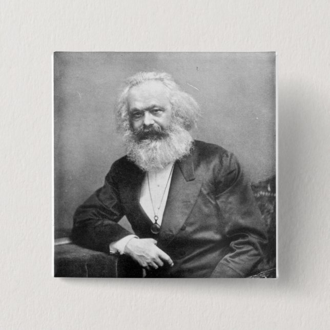 Portrait of Karl Marx 15 Cm Square Badge (Front)
