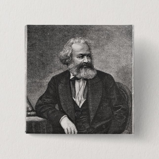 Portrait of Karl Marx  1857 15 Cm Square Badge (Front)