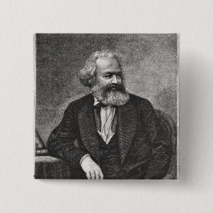 Portrait of Karl Marx 1857 15 Cm Square Badge