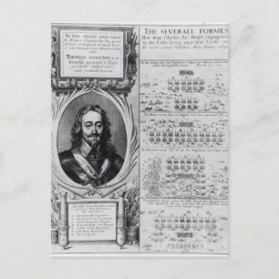 Portrait of King Charles I with diagrams Postcard