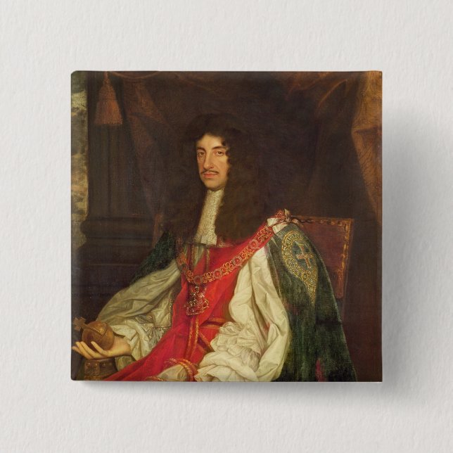 Portrait of King Charles II, c.1660-65 15 Cm Square Badge (Front)