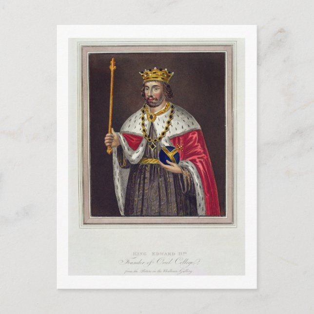 Portrait of King Edward II (1284-1327) Founder of Postcard (Front)