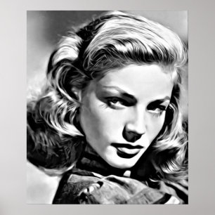 Portrait of Lauren Bacall famous American actress  Poster