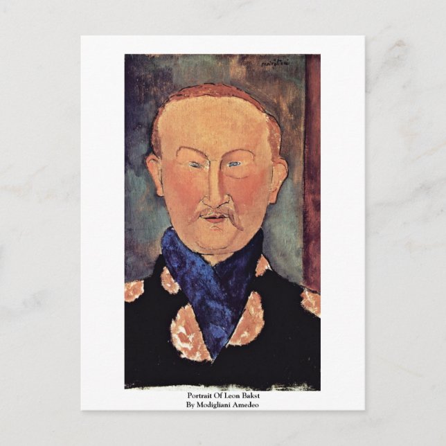 Portrait Of Leon Bakst By Modigliani Amedeo Postcard (Front)