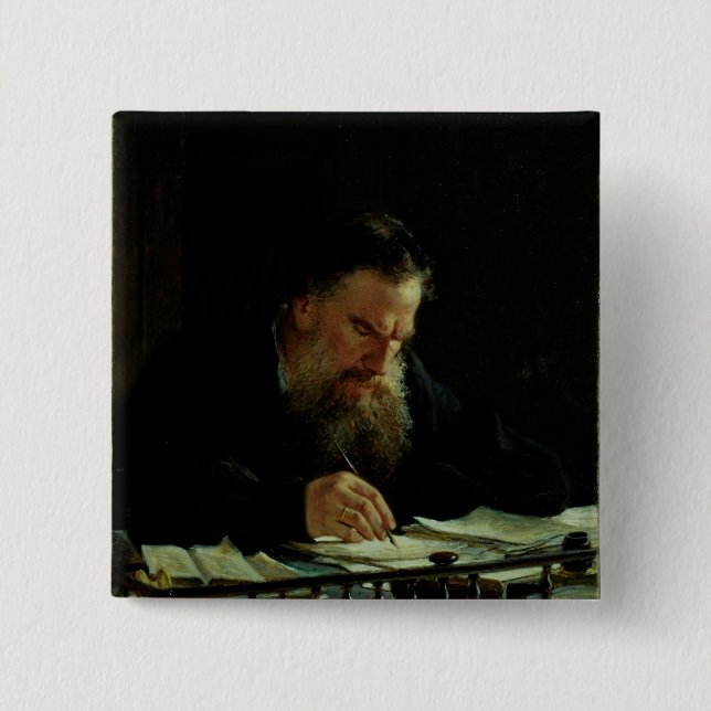 Portrait of Lev Tolstoy 15 Cm Square Badge (Front)